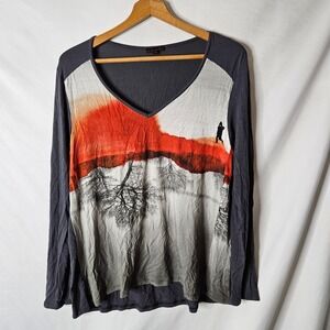 Aventures des Toiles Artsy Pullover Long Sleeve Top sz XL 48